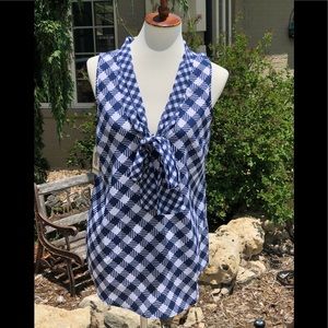 NWT Mud Pie sz M blue and white sleeveless tunic